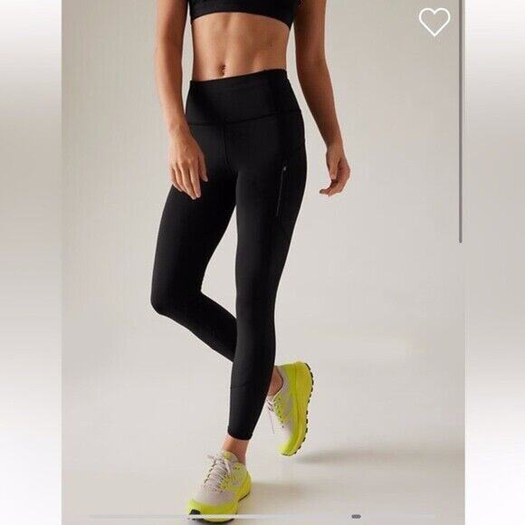 Athleta Pants - Athleta Ranier Tights Black Size XS Mid Rise Compression Running Logo Women's